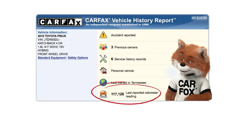 Last reported odometer on Carfax Report