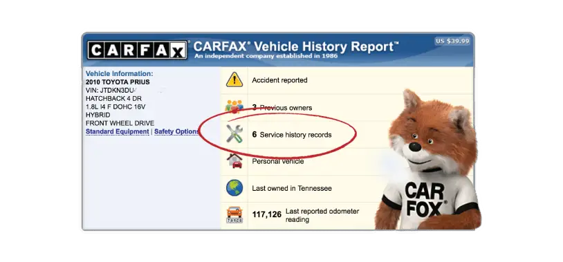 Service Records or Service History on a carfax report