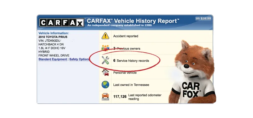 Service Records or Service History on a carfax report