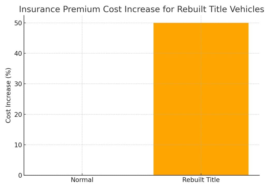 graph showing insurance premium cost increase for rebuilt title vehicles vs normal clean title cars