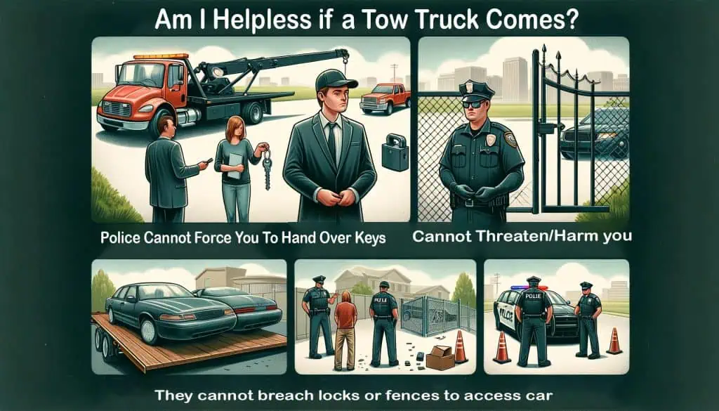 Am I helpless if a tow truck comes