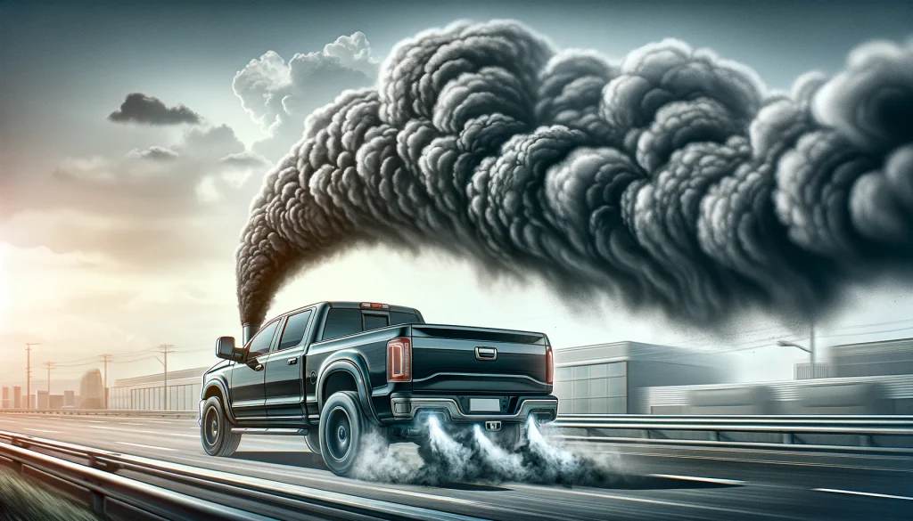 image of a deleted truck putting out diesel smoke